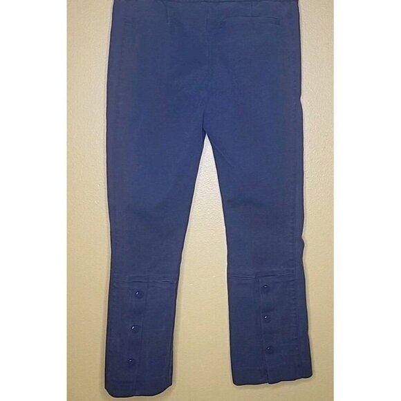 Tory Burch Pants Navy Blue Flat Front Pockets Stovepipe Leg W Snaps Womens 2 - Picture 1 of 7